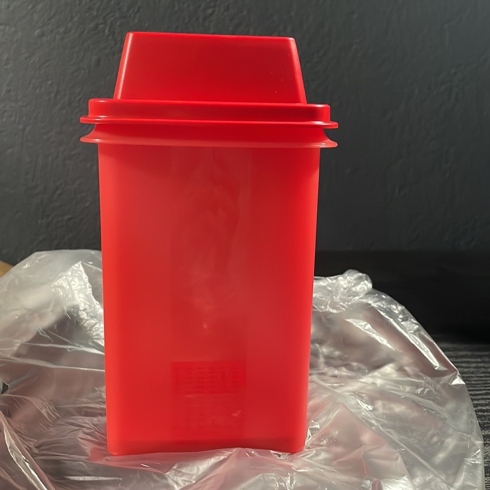Red container for pickles,peppers and chilies